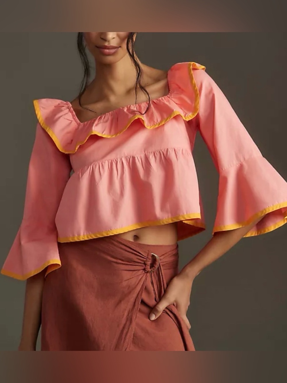 Maeve square neck ruffle babydoll top, XS